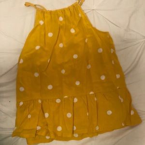 yellow polk a dot tank